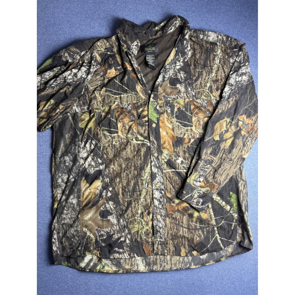RedHead Mens XL Camo Long Sleeve Button Down Fishing Shirt Mesh Back Hunting